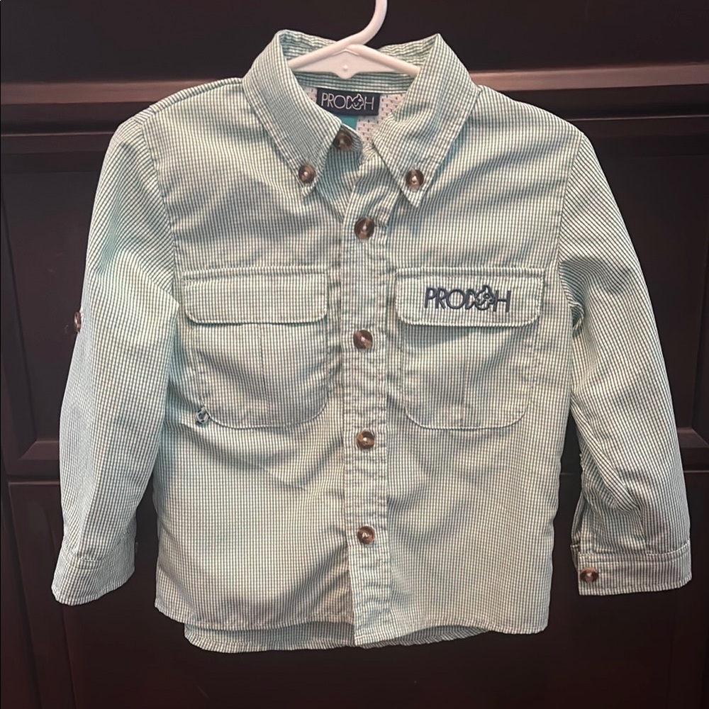 PRODOH Green and white  Button-Up Shirt